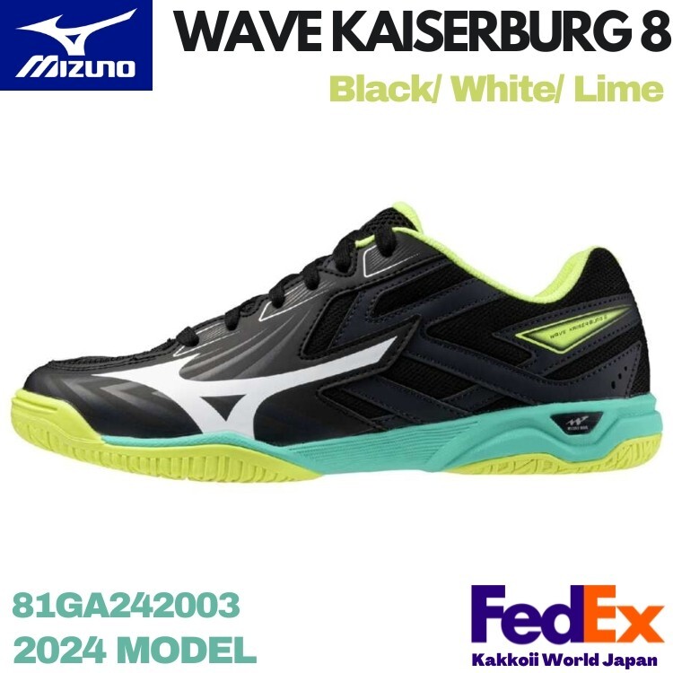 Mizuno Table Tennis Shoes WAVE KAISERBURG 8 Black/White 81GA2420
