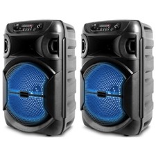 Portable Bluetooth Speaker Pair of 2" 1000w USB SD AUX True Wireless LED