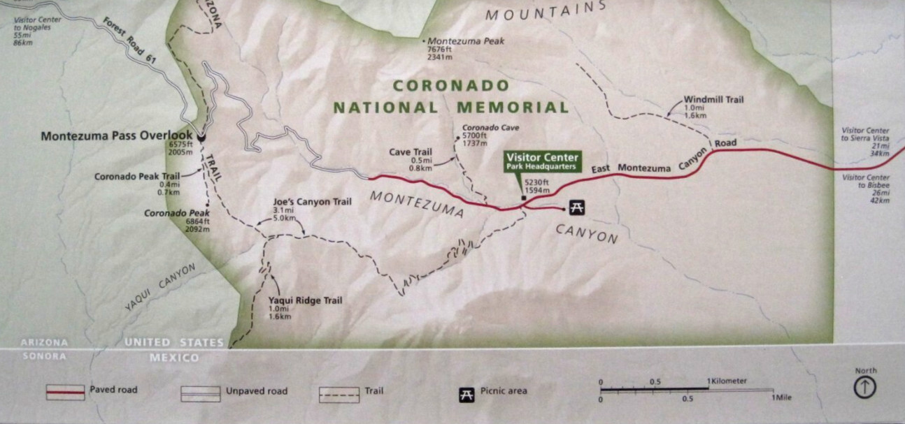 Coronado National Memorial National Park Service Arizona Unigrid Brochure Map