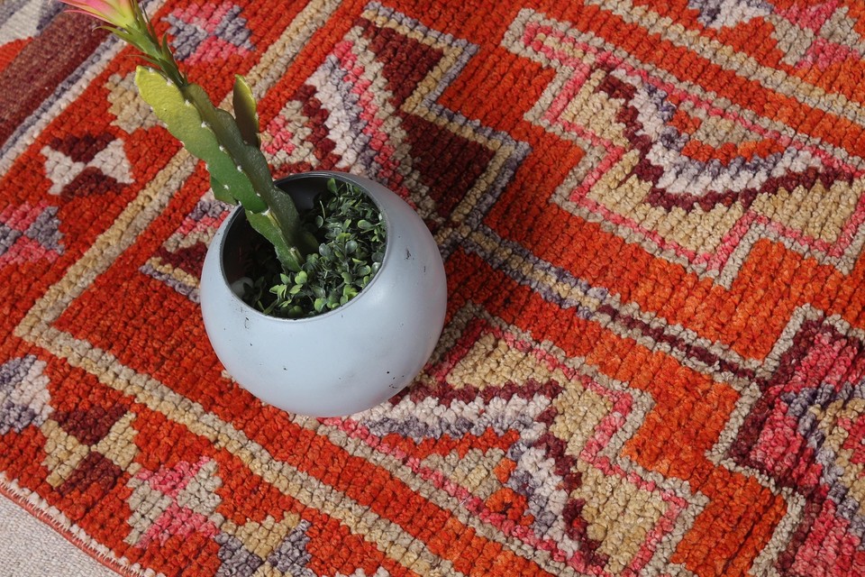 Turkish Rug, 2.5x10.2 ft Runner Rugs, Luxury Rug, Antique Rugs, Vintage