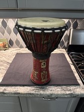 TOCA Hand Percussion Red Black Aztec Drum Djembe 10" Head 16.5 Tall