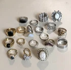 Costume jewelry lot of 19 rings some vintage