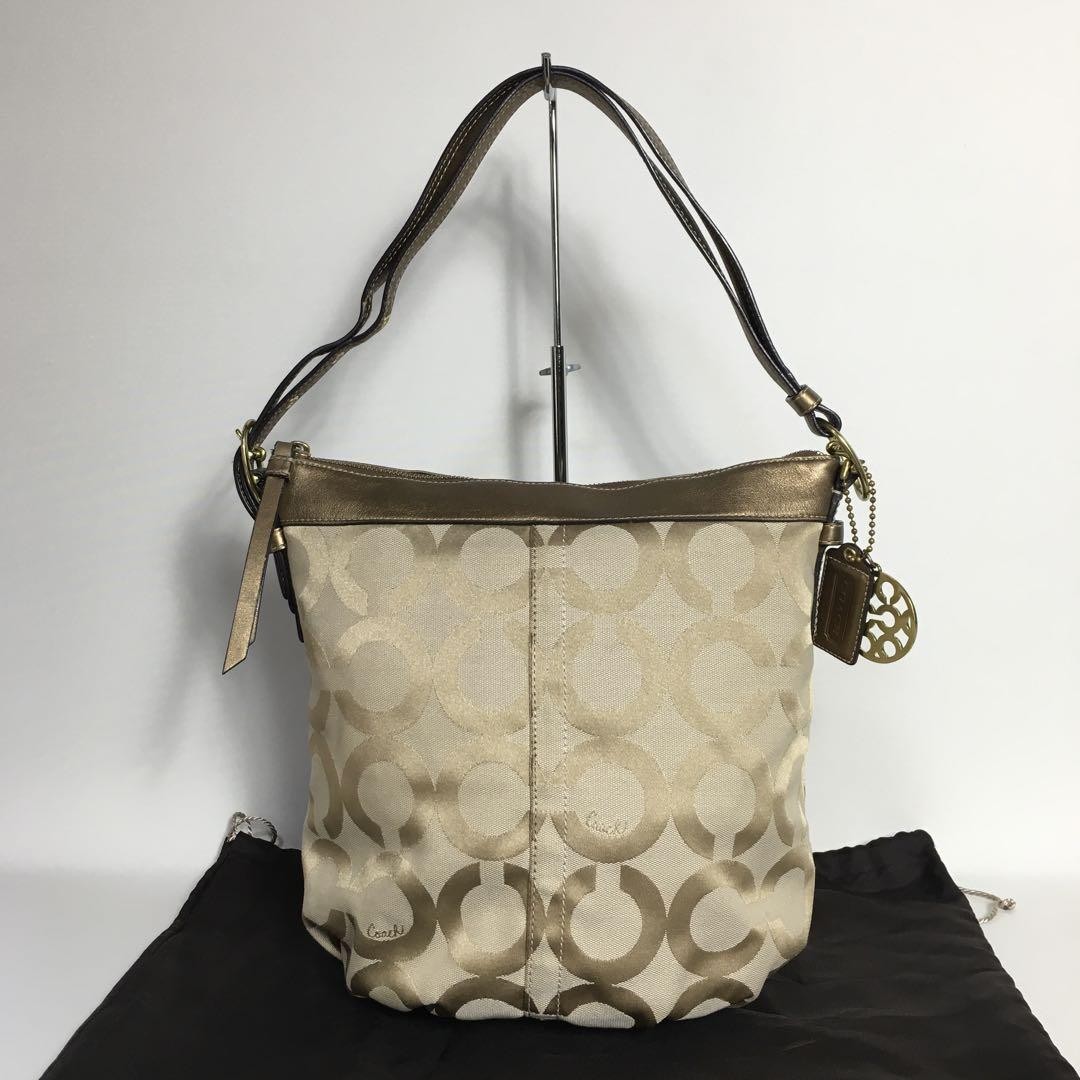 2505-259 Coach Op Art Shoulder Bag Gold #PCF8KD