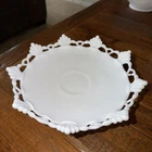 Westmoreland White Milk glass Pedestal Ring & Petal Lace Fruit Candy Bowl Dish