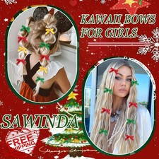 SAWINDA Christmas Hair Bow Clips - Small Satin Bowknot Barrettes 30pc 