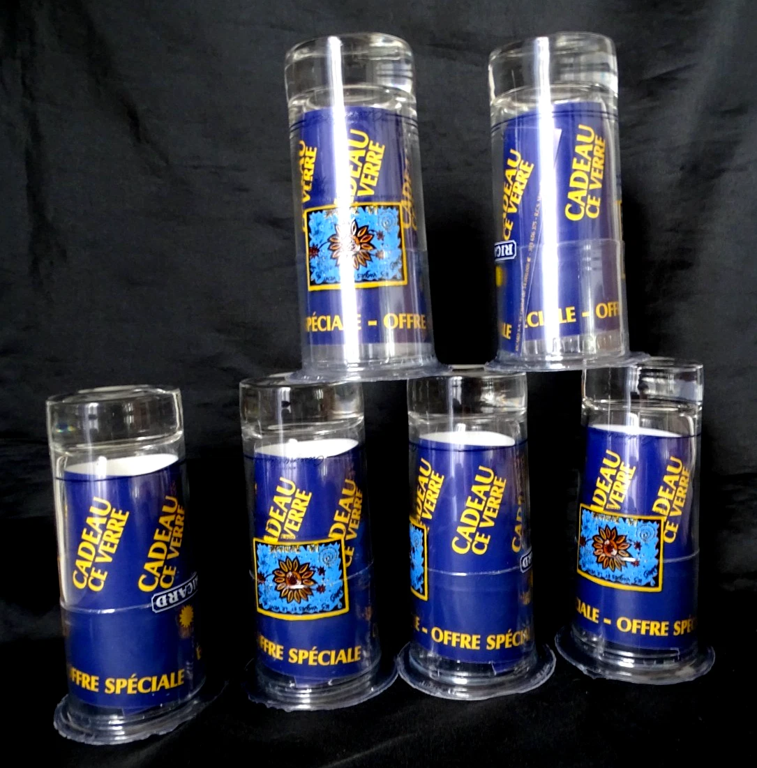 Lot De 7 Verres Ricard Vintage - Années 1970 - Fabrication Française - État Neuf