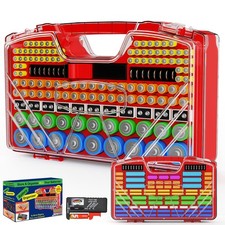 Battery Organizer Storage Holder Case with Tester, New Ultra-Large 285 Batter...