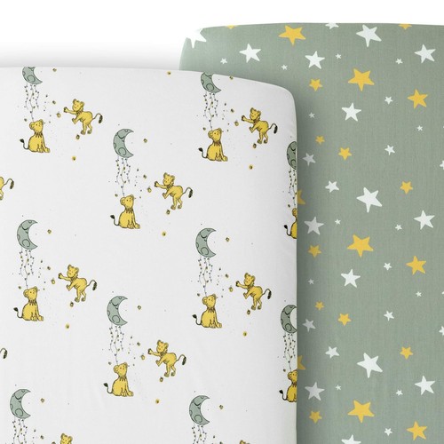 - 2 Pack Fitted Crib Sheet, Super Soft Breathable 100% Cotton Baby Crib Sheet...