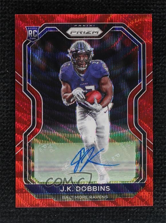 2020 Panini Prizm Red Wave 146/149 JK Dobbins #379 Rookie Auto RC 9su