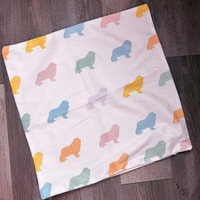 Pastel Throw Pillow Cover 18x18 Colorful Puppy Dog Print - Pillowcase Whimsical