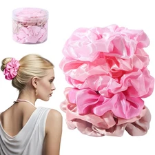 12 PCS Satin Silk Scrunchies Hair Ties for Women Girls Ribbon Bow Accessories