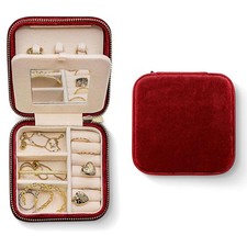 Travel Jewelry Organizer Boxwith Mirror  Velvet Travel Jewelry Case Small Je...