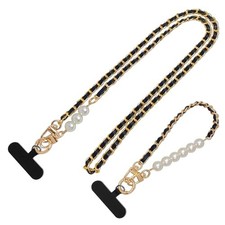 Phone Lanyard Universal Crossbody Neck Strap with 2 Tether Tab, 1 Wrist Black