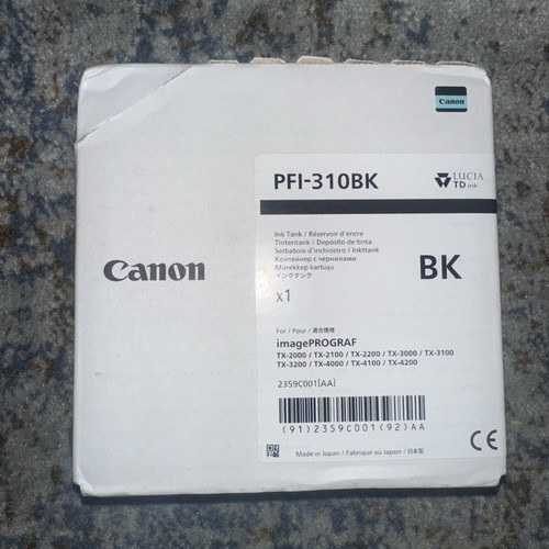 GENUINE CANON PFI-310BK Black INK TANK IMAGEPROGRAF TX-2000-4200 NEW Jan 2028 - 第 1/4 張圖片