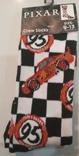 New Disney PIXAR CARS Lightning McQueen Race Car Crew Socks Sz 9-13 Men's
