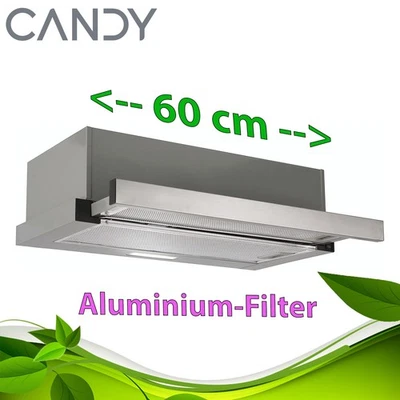 Candy 60cm Einbau Dunstabzugshaube Flachschirmhaube Edelstahl Ausziehbar