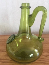 ✨ RARE & EXQUISITE Antique Olive Green Glass Jug  – A True Masterpiece of Early