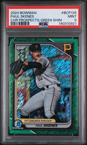2024 bowman Paul Skenes Chrome Prospects Green Shimmer /99 PSA 9