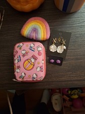 Hello Kitty Pill Case And A Few Homemade Earrings And A Beautiful Rainbow