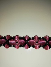 Armband mit runden Glasperlen rosa/schwarz, B...
