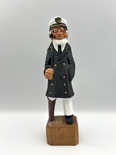 Vintage Hand Carved Wooden Sailor Ship Captain Folk Art Nautical Figure