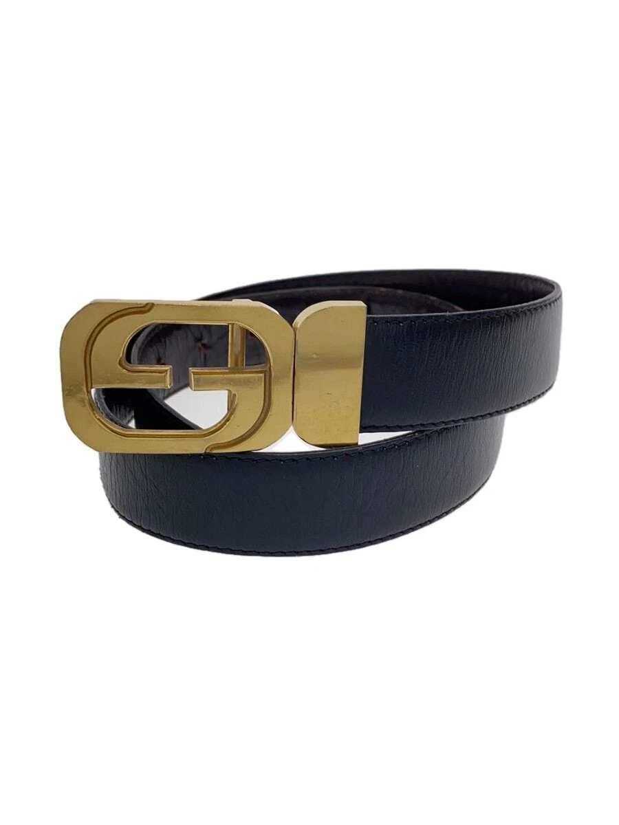 Ceinture GUCCI double boucle G cuir or noir 11523 occasion