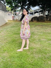 Floral purple red bohemian midi dress Summer Dress Beach Occasion shopping party