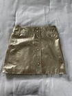 Yves Salomon Gold Metallic Button-Front Leather Mini Skirt Size FR 36/US 4 — photo 1