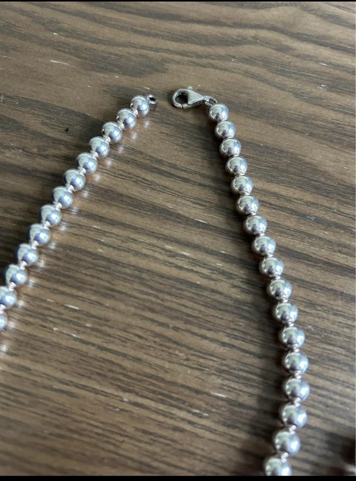 Conjunto de collar y pulsera de cuentas Blue Nile en plata de ley - descatalogado Foto 4 de 4