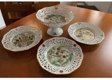 Schumann Arzberg Durchbruch Porzellan Konvolut- Teller Vase- 4tlg Florales Dekor