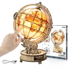 ROKR 3D Wooden Puzzles for Adults-LED Illuminated Wooden Globe Puzzle-Model B...