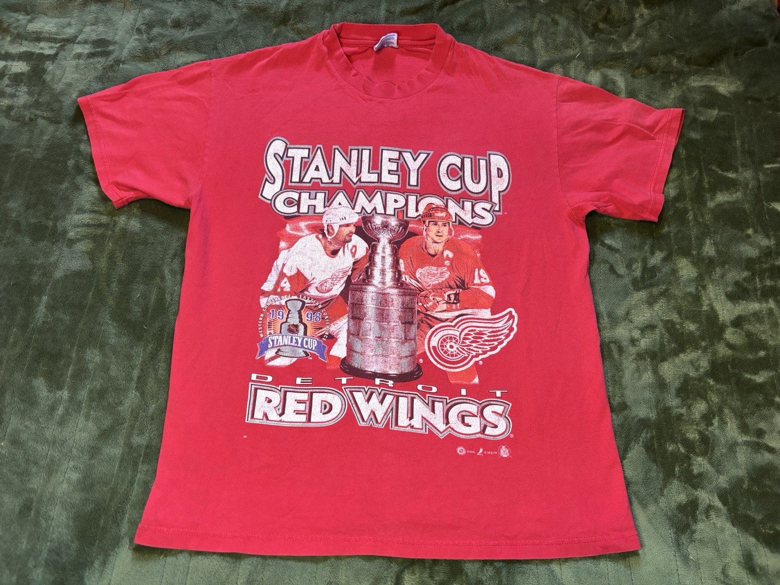 Detroit Red Wings Shirt Mens Large Red 1998 Stanley Cup NHL Hockey Champions