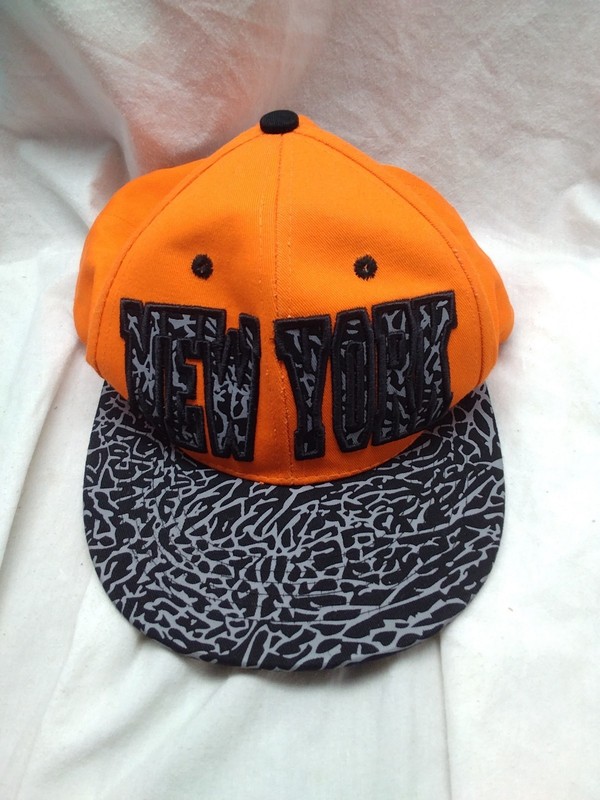 New York City NY iCAP Snapback Trucker Hat Orange And Black Embroidered 
