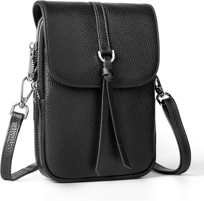 Genuine Leather Small Crossbody Bag for Women RFID Multi-Pocket Purse