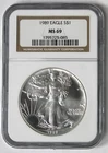 1989 American Silver Eagle - NGC MS69 - Brown Label !!