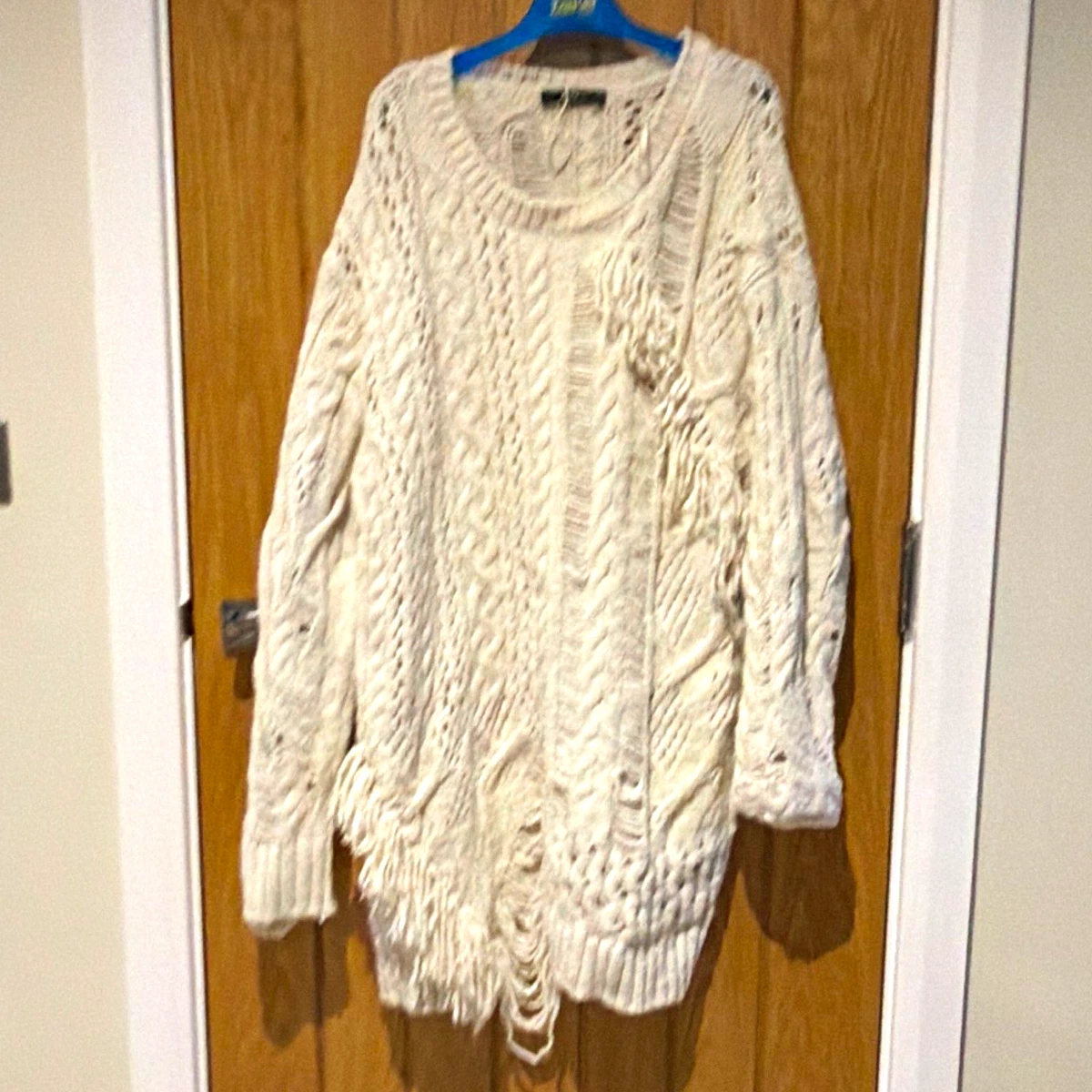 Zara Women’s Cream Cable Knit Oversized Relaxed Fit Jumper Round Neck M