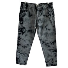 L'Agence LA't tie dye cropped pants gray black 100 cotton light weight, 26