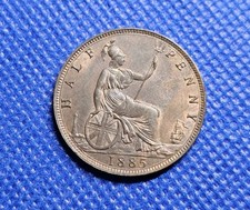 1885 Halfpenny Victoria British Bronze Coin