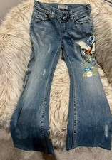 Allen B. Women s Blue Bootcut Jeans Floral Em...