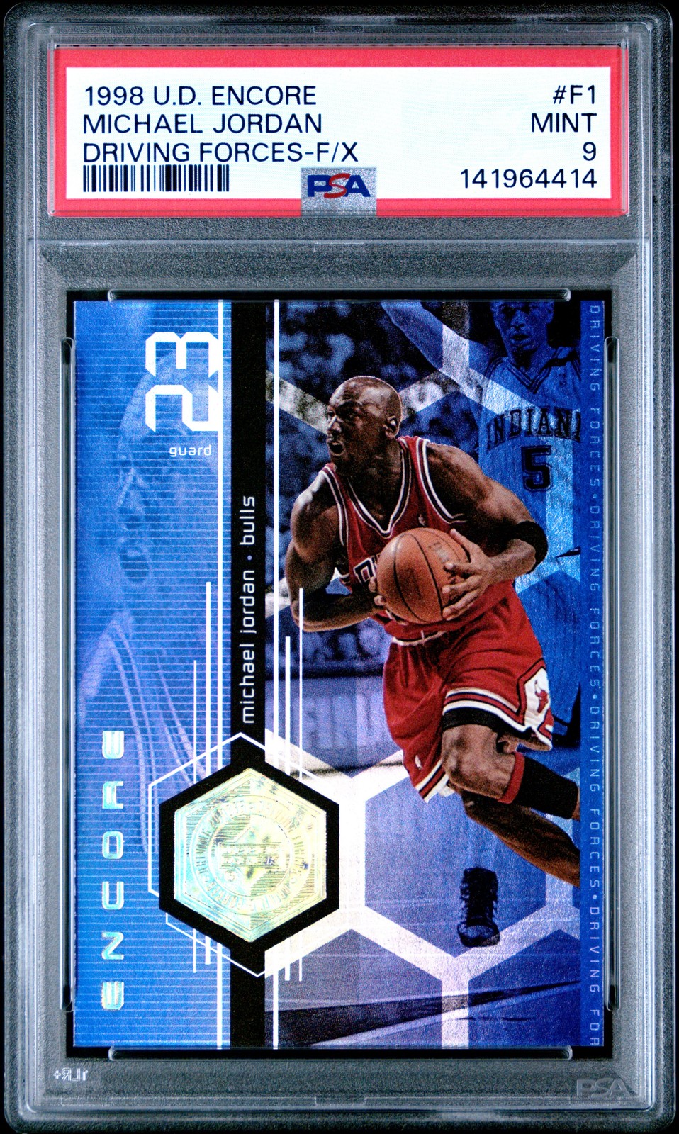1998 UD ENCORE DRIVING FORCES F/X #F1 MICHAEL JORDAN 273/500 PSA 9