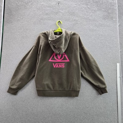 Vans Women Hoodie M Green Fleece Logo Activewear Long Sleeve