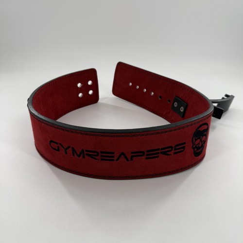 Gymreapers Powerlifting Belt Mens Medium Red Leather Lever Weightlifting Gym