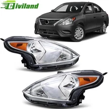 Headlights For 2015-2019 Nissan Versa Sedan Halogen Headlamp Assembly Left&Right