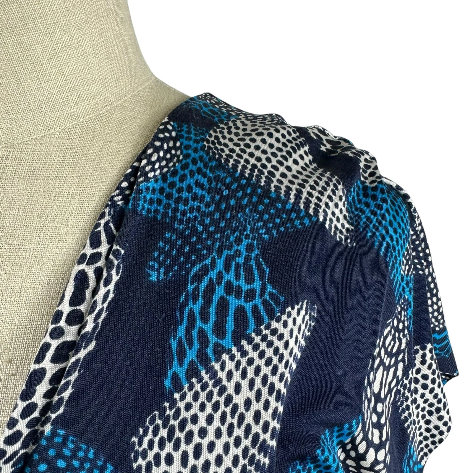 TORY BURCH mini abito donna blu bianco stampa conchiglia finto avvolgente seta taglia XS