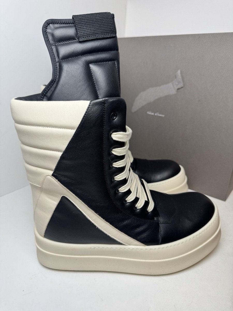 Rick Owens Mega Geobasket Sneakers SZ 45 Black/White