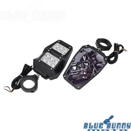 2X UTV L&R Side Rear View Mirrors W/ LED Spot Light For Polaris RZR Arctic Cat - Picture 6 of 9