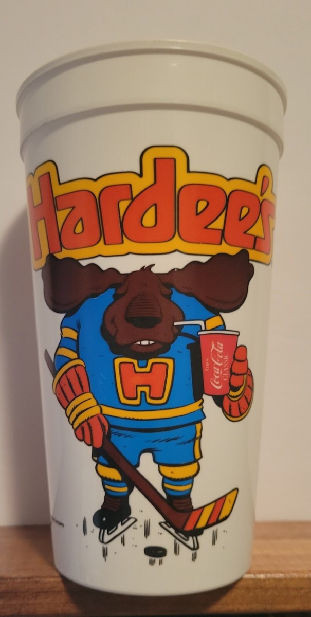Vintage 1989 Hardees Moose 32 oz Plastic Cup Coca-Cola Hockey