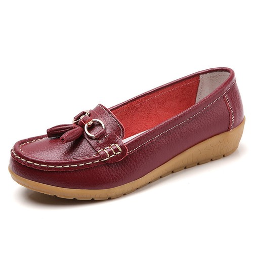 UK Womens Loafers Mocassin Flat Shoes Ladies Comfy Casual Leather Shoes Size - Bild 15 von 32