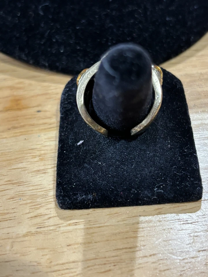 Позолоченное кольцо Nina Ricci с этрусскими кабошонными камнями с подписью - размер 7,5 - 8 - Изображение 3 из 4