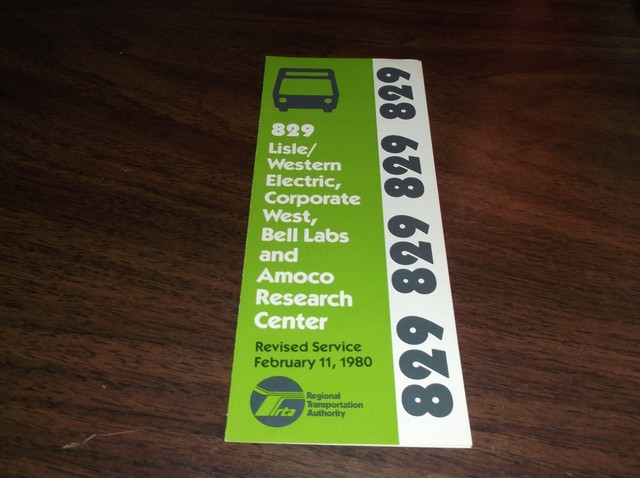 FEBRUARY 1980 CHICAGO RTA ROUTE 829 LISLE BUS SCHEDULE EBay